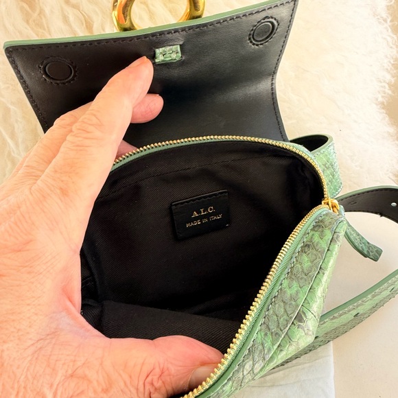 A.L.C. Green Python Crossbody Bag with Gold Accent - Picture 8 of 14
